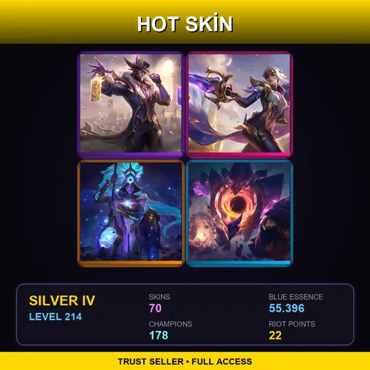 SG | Victorious Twisted Fate | Victorious Fiora | Cosmic Huntress Nidalee | Star Guardian Taliyah | 70 Skin | 178 Champ | Silver IV | Lv214 — Worldbreaker Maokai