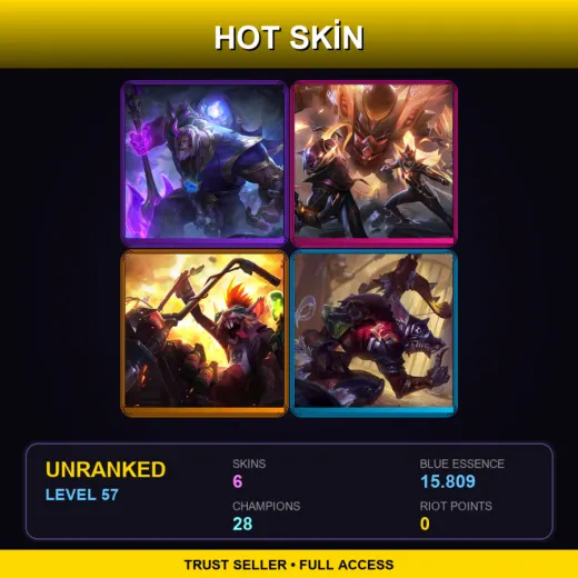 TR | Spirit Blossom Yorick | FPX Vayne | Vandal Twitch | Medieval Twitch | 6 Skin | 28 Champ | Lv57