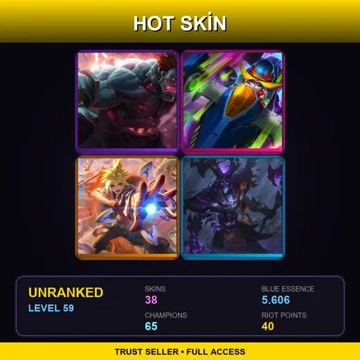 VN | Hextech Sion | Battle Academia Ezreal | Elderwood Karthus | High Noon Urgot | 38 Skin | 65 Champ | Lv59