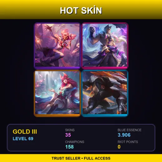 SG | Star Guardian Taliyah | Spirit Blossom Sett | Spirit Blossom Ahri | PROJECT: Renekton | 35 Skin | 158 Champ | Gold III | Lv69