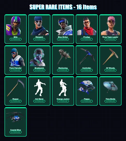 [PS4/PS5/PC] | Blitz | Warpaint | Blue Striker | Prodigy | Rose Team Leader | 93 skin | 86 pickaxe | 102 emote | 91 glider | Lv1169
