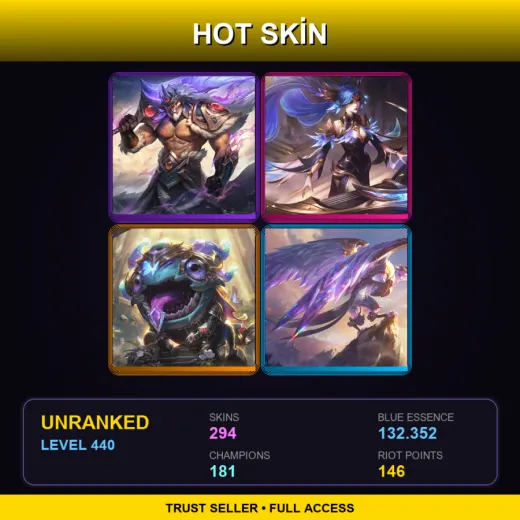 VN | Victorious Tryndamere | Victorious Sona | Victorious Kog'Maw | Victorious Anivia | 294 Skin | 181 Champ | Lv440