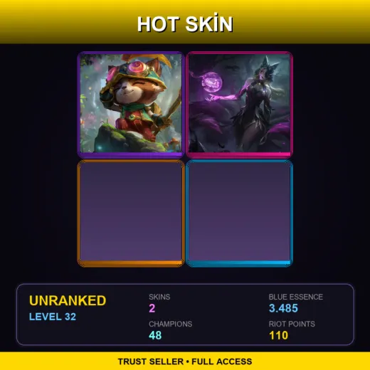 EUW | Recon Teemo | Coven Ahri | 2 Skin | 48 Champ | Lv32