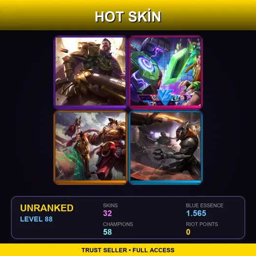 SG | Victorious Graves | PROJECT: Yi | Arcade Riven | High Noon Lucian | 32 Skin | 58 Champ | Lv88