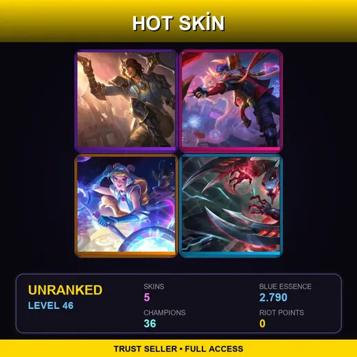 LAS | King Viego | Lunar Beast Aphelios | Space Groove Lux | Eternum Nocturne | 5 Skin | 36 Champ | Lv46