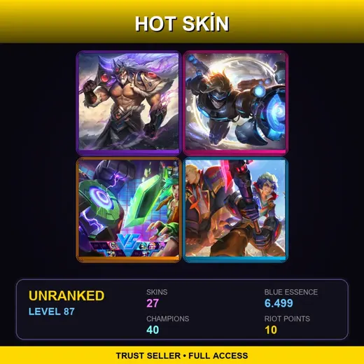 EUNE | Victorious Tryndamere | Battle Academia Wukong | Pulsefire Ezreal | Arcade Riven | 27 Skin | 40 Champ | Lv87