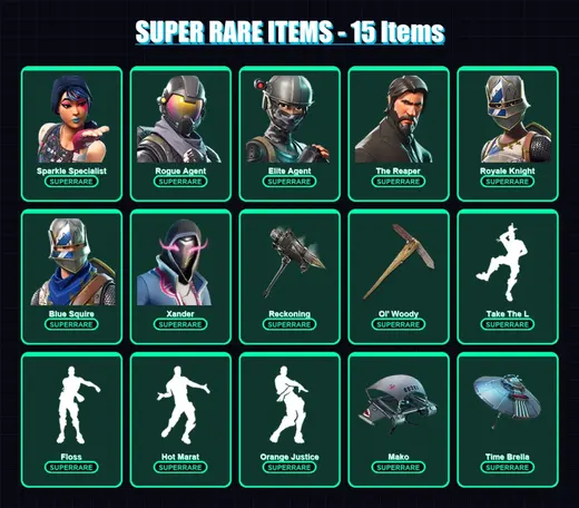 [PC/PSN] | Sparkle Specialist | Rogue Agent | Elite Agent | The Reaper | Royale Knight | 86 skin | 105 pickaxe | 105 emote | 101 glider | Lv1480