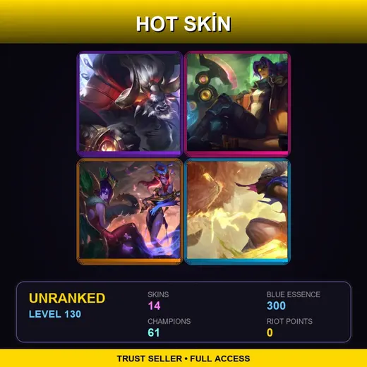 LAS | Lunar Beast Alistar | Odyssey Sivir | Lunar Wraith Caitlyn | Sandstorm Ekko | 14 Skin | 61 Champ | Lv130 — Tribal Ryze