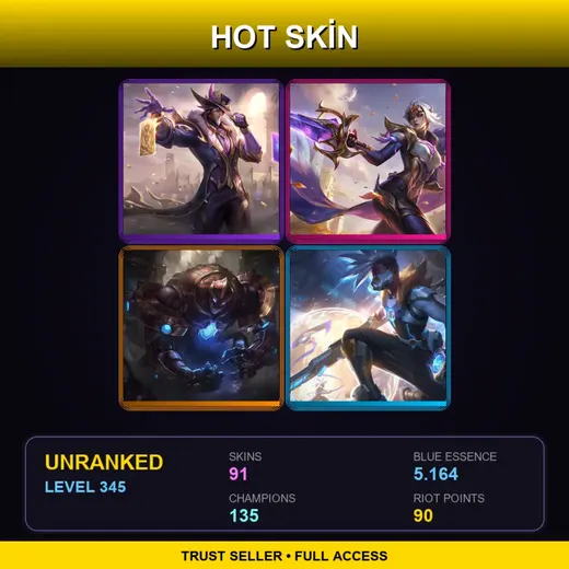 LAN | Victorious Twisted Fate | Victorious Fiora | Hextech Galio | Pulsefire Ekko | 91 Skin | 135 Champ | Lv345