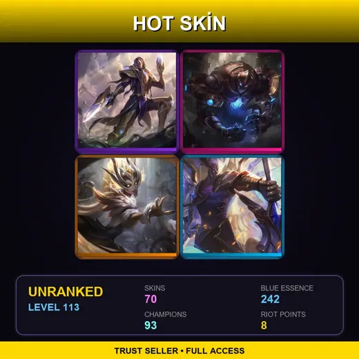 BR | Victorious Lucian | Hextech Galio | Prestige Coven Zyra | Victorious Aatrox | 70 Skin | 93 Champ | Lv113 — Super Galaxy Elise