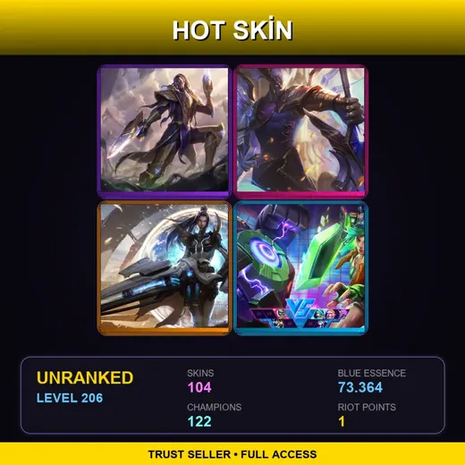 SG | Victorious Lucian | Victorious Aatrox | Battle Academia Ezreal | Battle Academia Katarina | 104 Skin | 122 Champ | Lv206