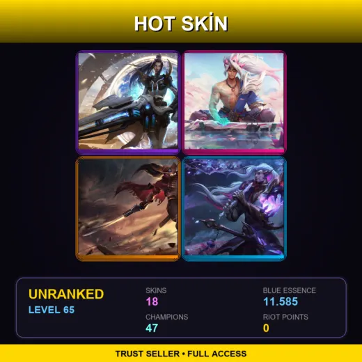 TR | Pulsefire Caitlyn | Spirit Blossom Yasuo | High Noon Yasuo | Dream Dragon Yasuo | 18 Skin | 47 Champ | Lv65