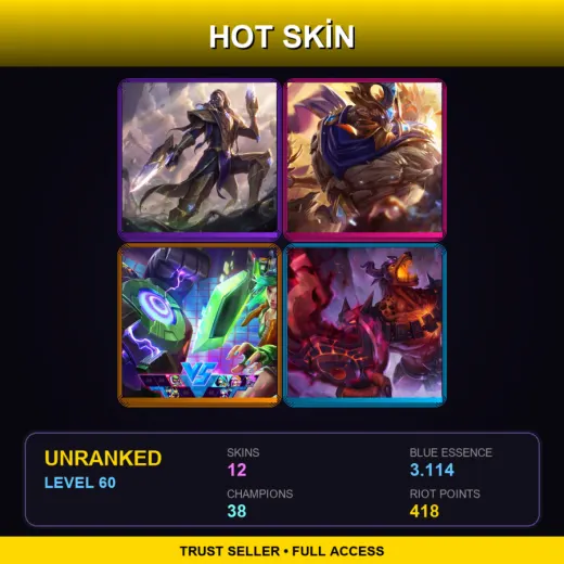 EUW | Victorious Lucian | Victorious Maokai | Arcade Riven | Infernal Nasus | 12 Skin | 38 Champ | Lv60