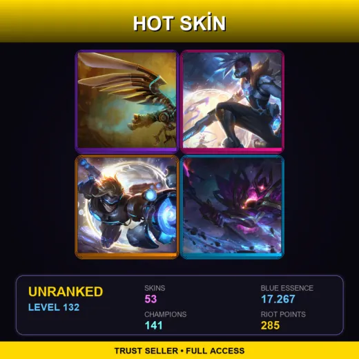 LAN | Hextech Anivia | Pulsefire Ekko | Pulsefire Ezreal | Dark Star Mordekaiser | 53 Skin | 141 Champ | Lv132