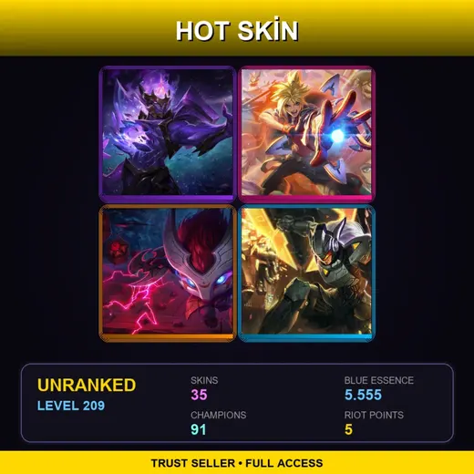 BR | Battle Academia Ezreal | Dark Star Jarvan IV | Blood Moon Kennen | PROJECT: Leona | 35 Skin | 91 Champ | Lv209