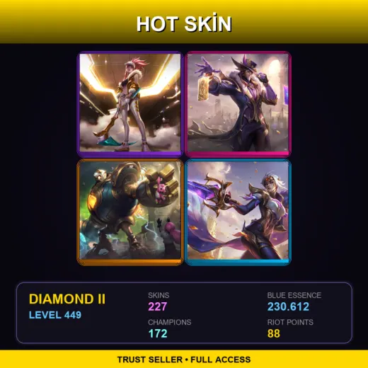 BR | Prestige K/DA Akali (2022) | Victorious Twisted Fate | Victorious Blitzcrank | Victorious Fiora | 227 Skin | 172 Champ | Diamond II | Lv449