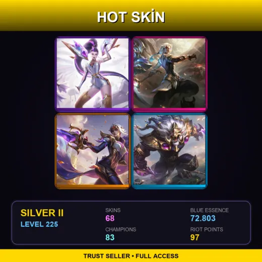 BR | Prestige K/DA ALL OUT Kai'Sa | Prestige Nightbringer Kayn | Victorious Fiora | Victorious Rengar | 68 Skin | 83 Champ | Silver II | Lv225