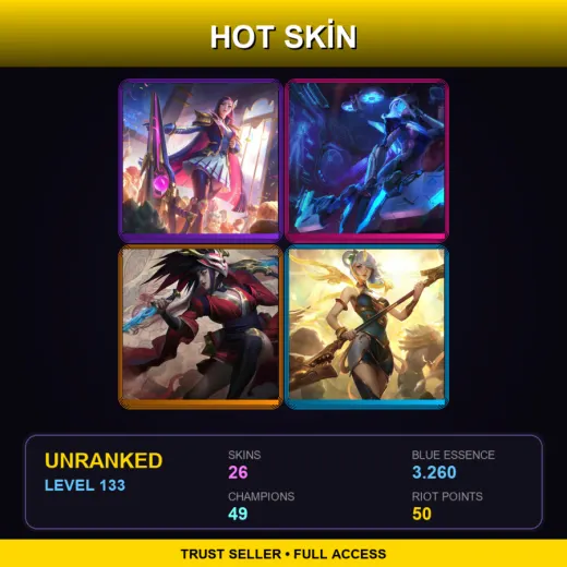 EUW | Battle Academia Caitlyn | PROJECT: Ashe | Blood Moon Akali | Lunar Empress Lux | 26 Skin | 49 Champ | Lv133