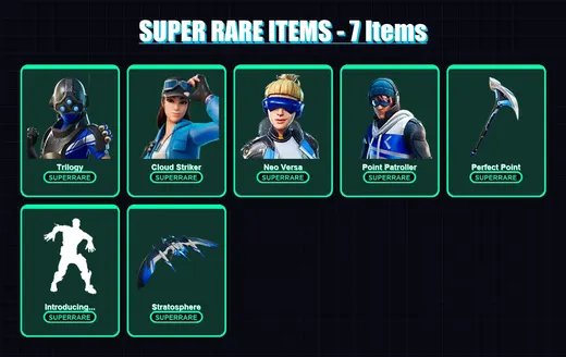[PC/XBOX/PSN] | Trilogy | Cloud Striker | Neo Versa | Point Patroller | Sorana | 53 skin | 59 pickaxe | 74 emote | 67 glider | Lv973