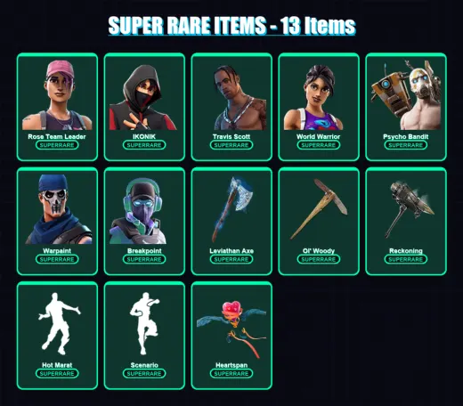 [PC/XBOX/PSN] | Rose Team Leader | IKONIK | Travis Scott | World Warrior | Psycho Bandit | 136 skin | 150 pickaxe | 129 emote | 119 glider | Lv1690