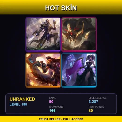 EUW | Victorious Lucian | Conqueror Alistar | Victorious Sivir | Victorious Morgana | 90 Skin | 166 Champ | Lv188