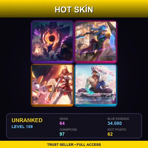 LAS | Battle Academia Leona | Star Guardian Miss Fortune | Spirit Blossom Yasuo | Spirit Blossom Ahri | 64 Skin | 97 Champ | Lv189
