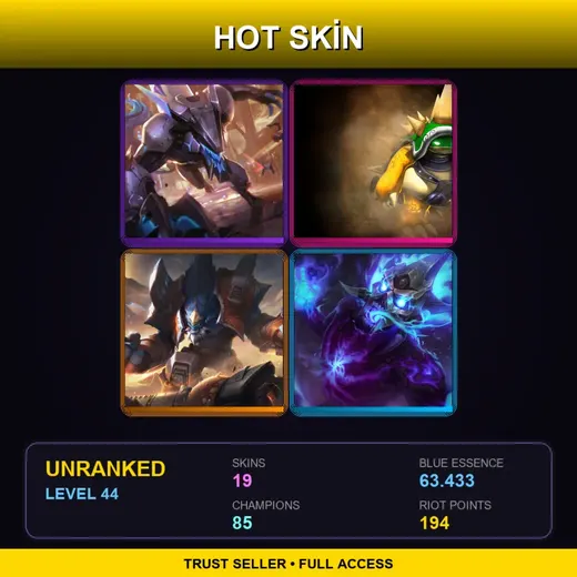 VN | PROJECT: Warwick | King Rammus | Odyssey Malphite | Spirit Fire Brand | 19 Skin | 85 Champ | Lv44