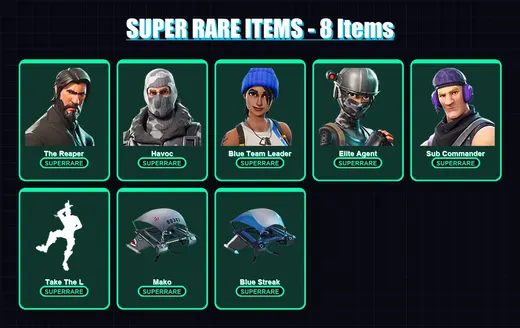 [PC/XBOX] | The Reaper | Chun-Li | Cammy | Havoc | Blue Team Leader | 13 skin | 8 pickaxe | 12 emote | 10 glider | Lv160