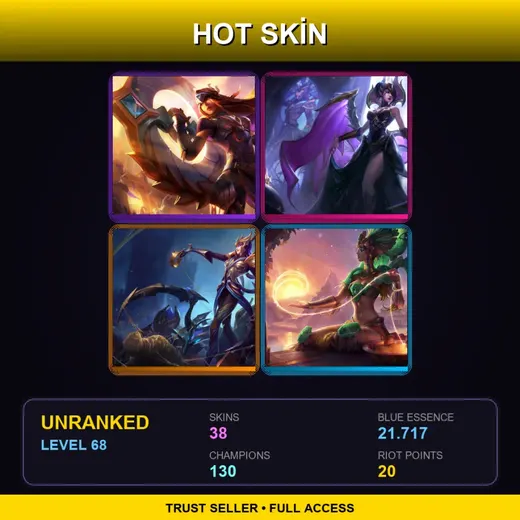 LAN | Victorious Sivir | Victorious Morgana | Victorious Elise | Sun Goddess Karma | 38 Skin | 130 Champ | Lv68 — Victorious Elise