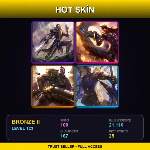 SG | Victorious Lucian | Victorious Sivir | Victorious Graves | Victorious Aatrox | 100 Skin | 167 Champ | Bronze II | Lv123