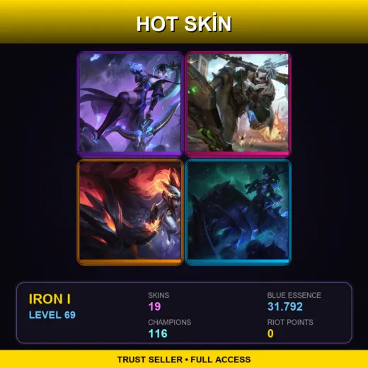 LAS | Spirit Blossom Vayne | Arcane Firelight Ekko | Shadowfire Kindred | Darkrider Sejuani | 19 Skin | 116 Champ | Iron I | Lv69