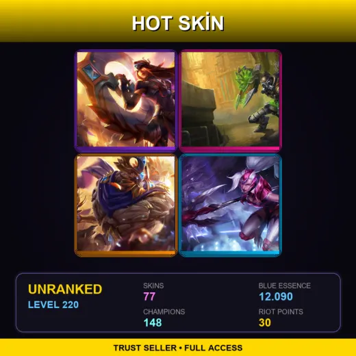 BR | Victorious Sivir | Hextech Singed | Victorious Maokai | Challenger Nidalee | 77 Skin | 148 Champ | Lv220