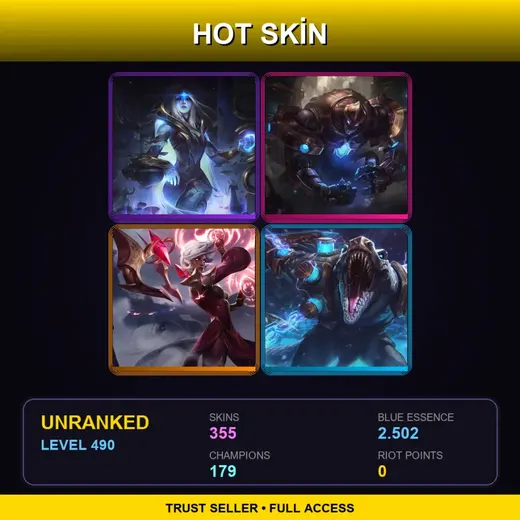 TW | Hextech Galio | Conqueror Karma | Hextech Renekton | Victorious Orianna | 355 Skin | 179 Champ | Lv490