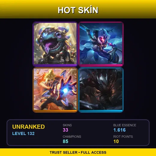 TR | Victorious Kog'Maw | Battle Academia Ezreal | Cosmic Blade Master Yi | Blood Moon Talon | 33 Skin | 85 Champ | Lv132 — Empyrean Jax