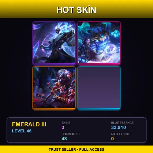EUNE | Cosmic Paladins Nunu & Willump | Pulsefire Thresh | SKT T1 Zed | 3 Skin | 43 Champ | Emerald III | Lv46 — Skt T1 Zed
