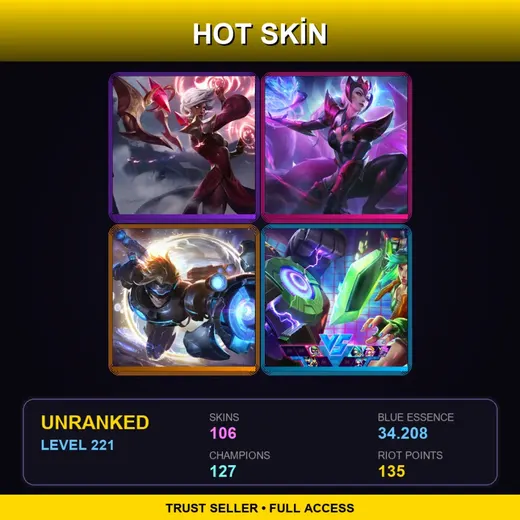 VN | Conqueror Karma | Challenger Ahri | Pulsefire Ezreal | Arcade Riven | 106 Skin | 127 Champ | Lv221