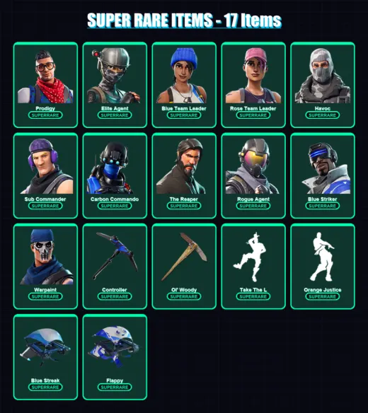 [PS4/PS5/XBOX/PC] | Prodigy | Elite Agent | Blue Team Leader | Rose Team Leader | Havoc | 48 skin | 30 pickaxe | 32 emote | 38 glider | Lv372