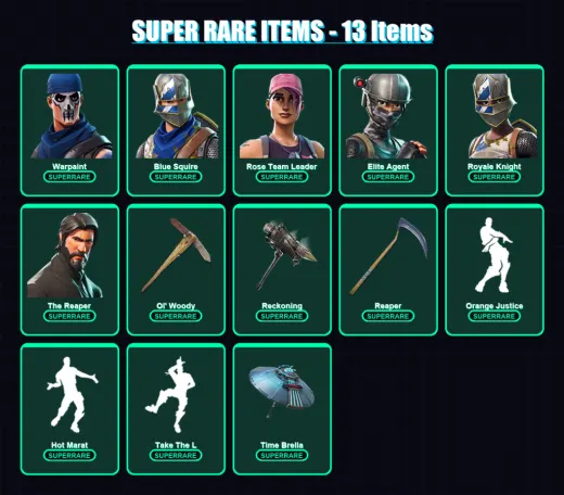 [PC/XBOX/PSN] | Warpaint | Blue Squire | Rose Team Leader | Elite Agent | Royale Knight | 143 skin | 213 pickaxe | 148 emote | 140 glider | Lv2639