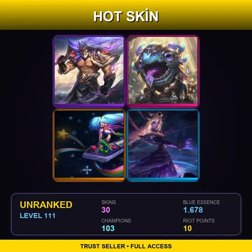 LAS | Victorious Tryndamere | Victorious Kog'Maw | Blood Moon Tryndamere | Arcade Sona | 30 Skin | 103 Champ | Lv111 — Marauder Xin Zhao
