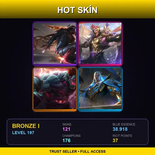 SG | Prestige High Noon Talon | Victorious Draven | Hextech Sion | Hextech Swain | 121 Skin | 176 Champ | Bronze I | Lv197