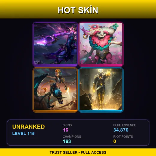 EUW | Dark Cosmic Diana | Spirit Blossom Ivern | Odyssey Jinx | Arclight Brand | 16 Skin | 163 Champ | Lv115