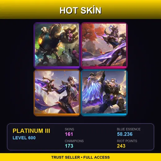 TR | Victorious Blitzcrank | Victorious Master Yi | Victorious Fiora | Victorious Braum | 161 Skin | 173 Champ | Platinum III | Lv600