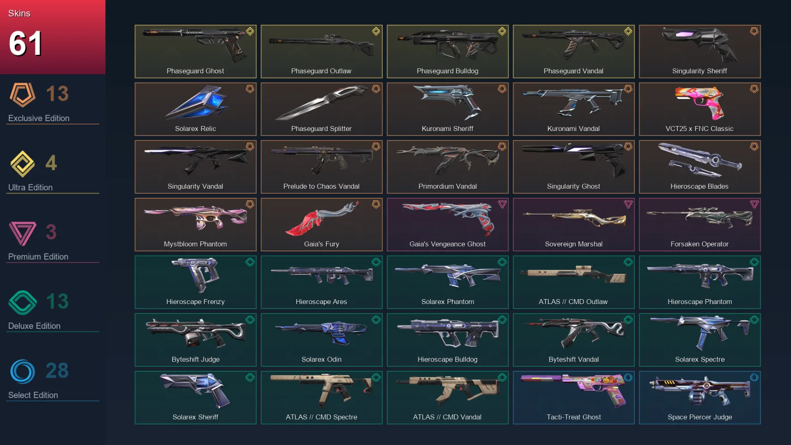 AP | Lv41 | Unranked | 61 Skin | 15 Agent | 44 Buddy