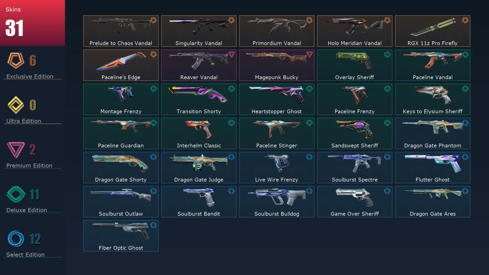 [Valorant] | EU | Level 232 | Diamond 2 | 29 Agents | 31 Skins