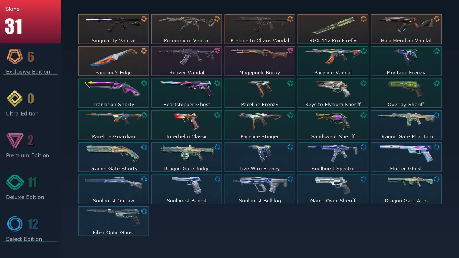 [Valorant] | EU | Level 232 | Diamond 2 | 29 Agents | 31 Skins