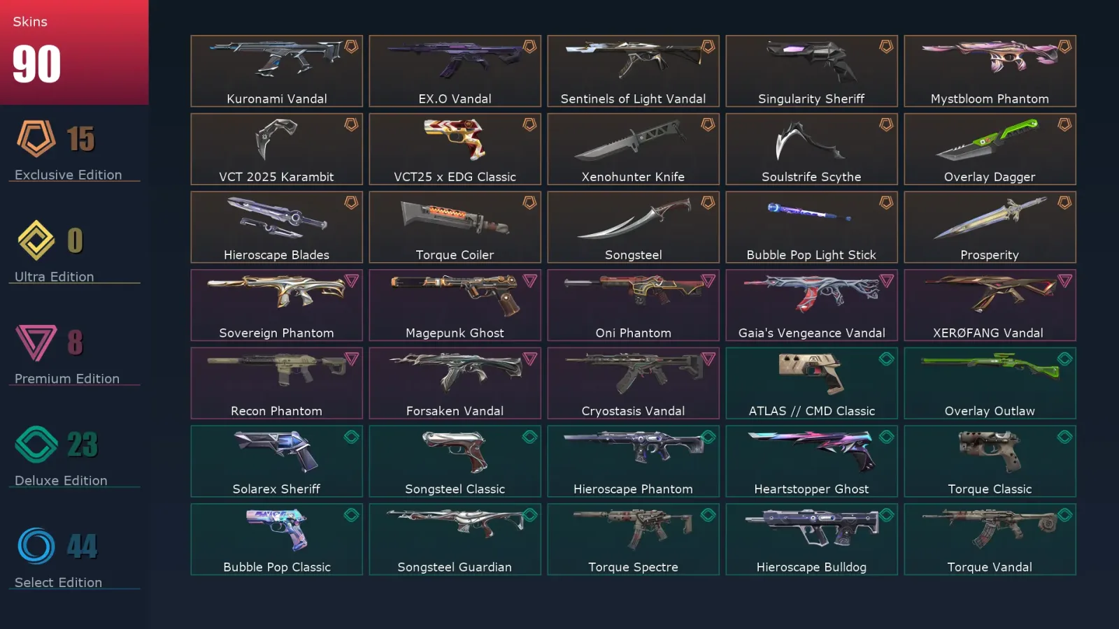 [Valorant] | EU | Level 197 | 28 Agents | 90 Skins
