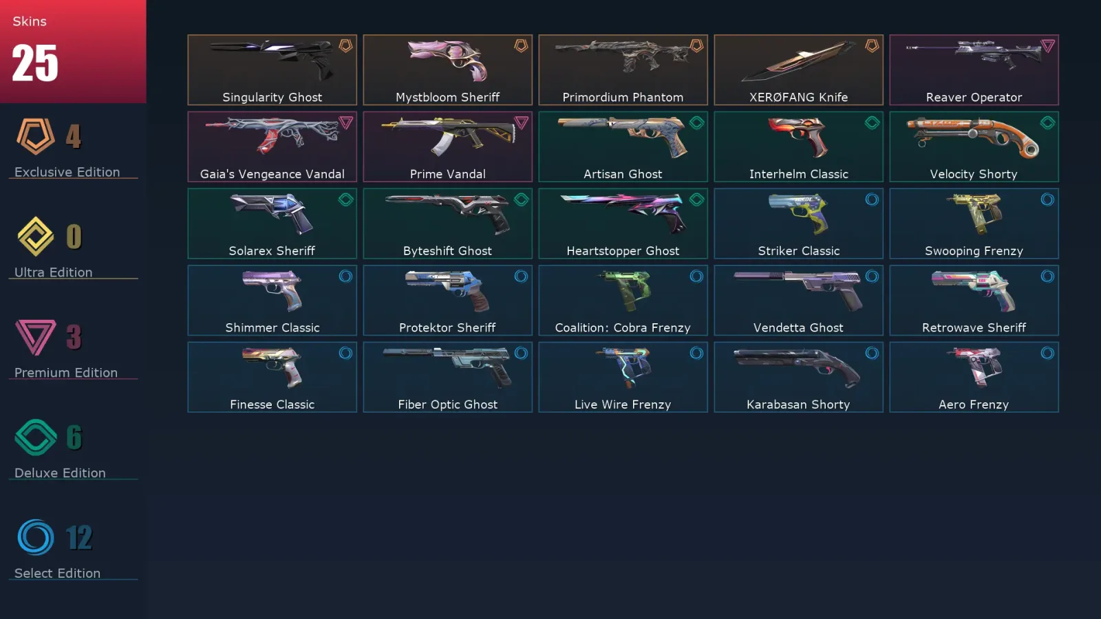[Valorant] | EU | Level 325 | Diamond 3 | 29 Agents | 25 Skins