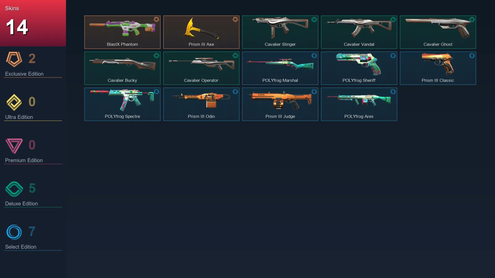 NA | Lv16 | Unranked | 14 Skin | 9 Agent | 14 Buddy