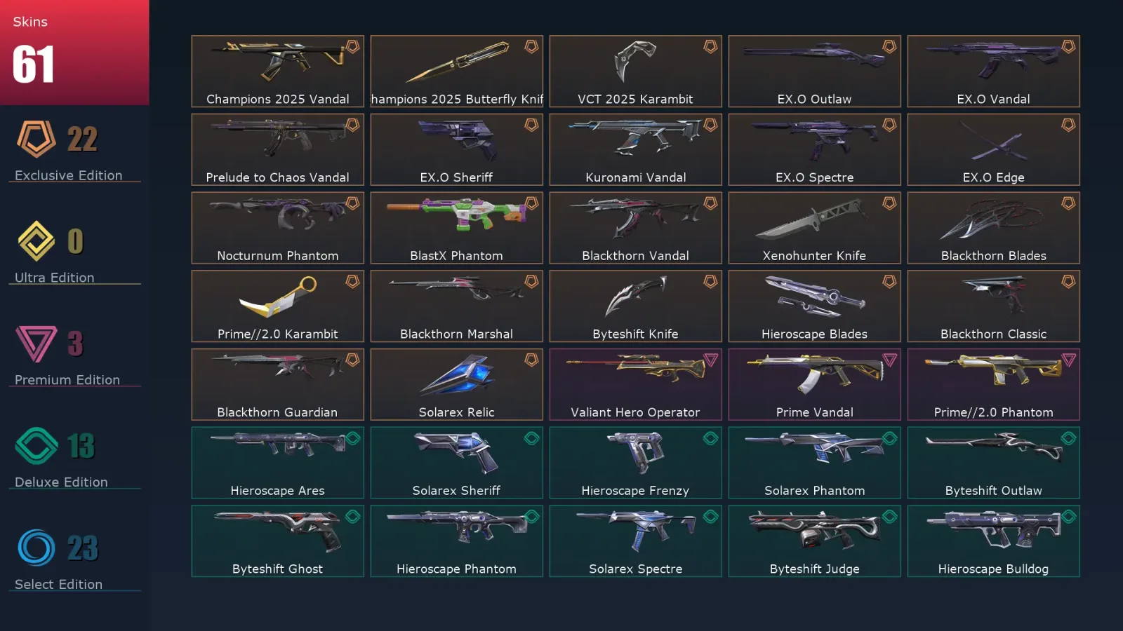 [Valorant] | EU | Level 95 | Ascendant 3 | 28 Agents | 61 Skins — Valorant account