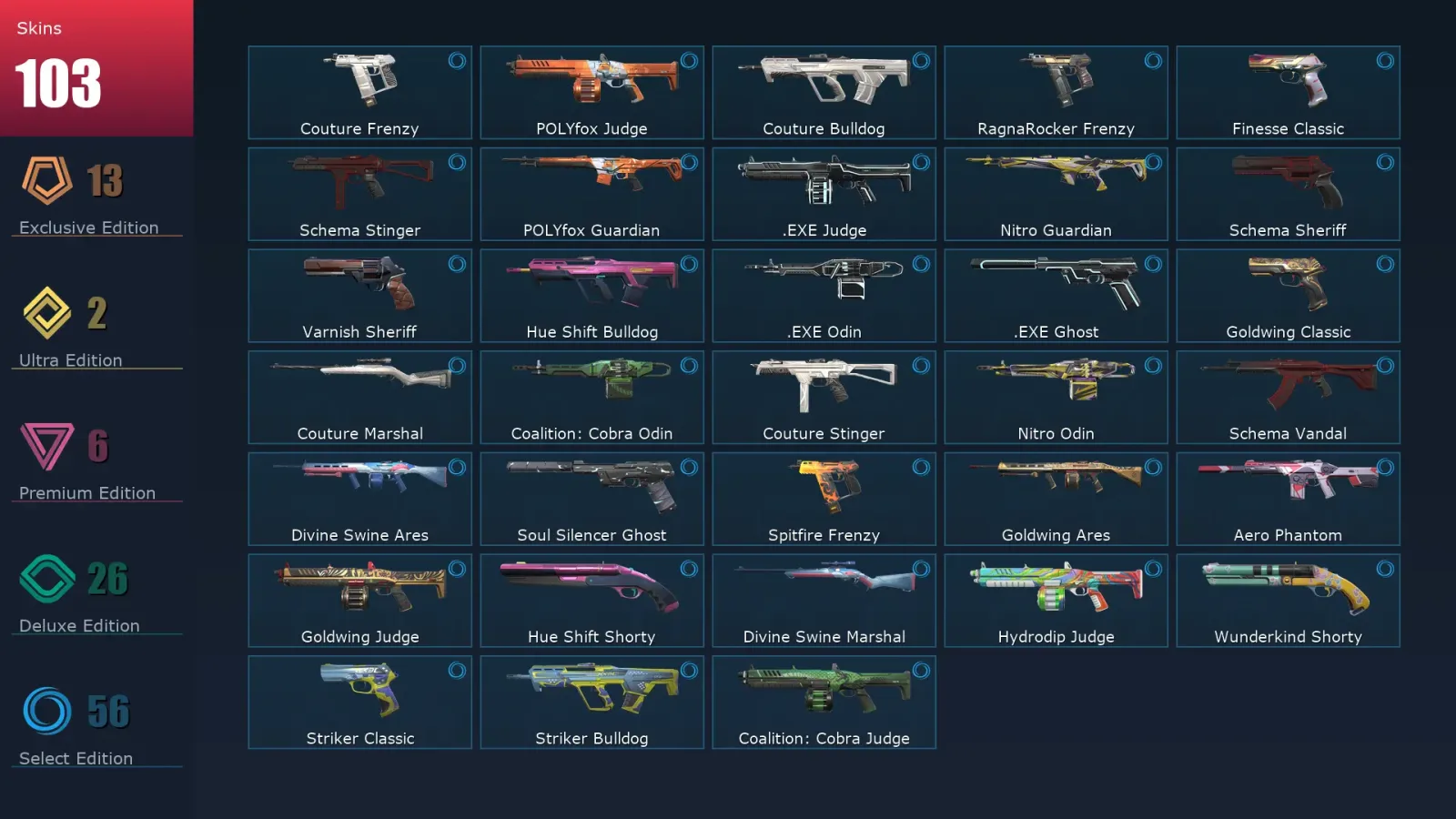 [Valorant] | EU | Level 134 | 29 Agents | 103 Skins &mdash; Valorant account with Bucky skin